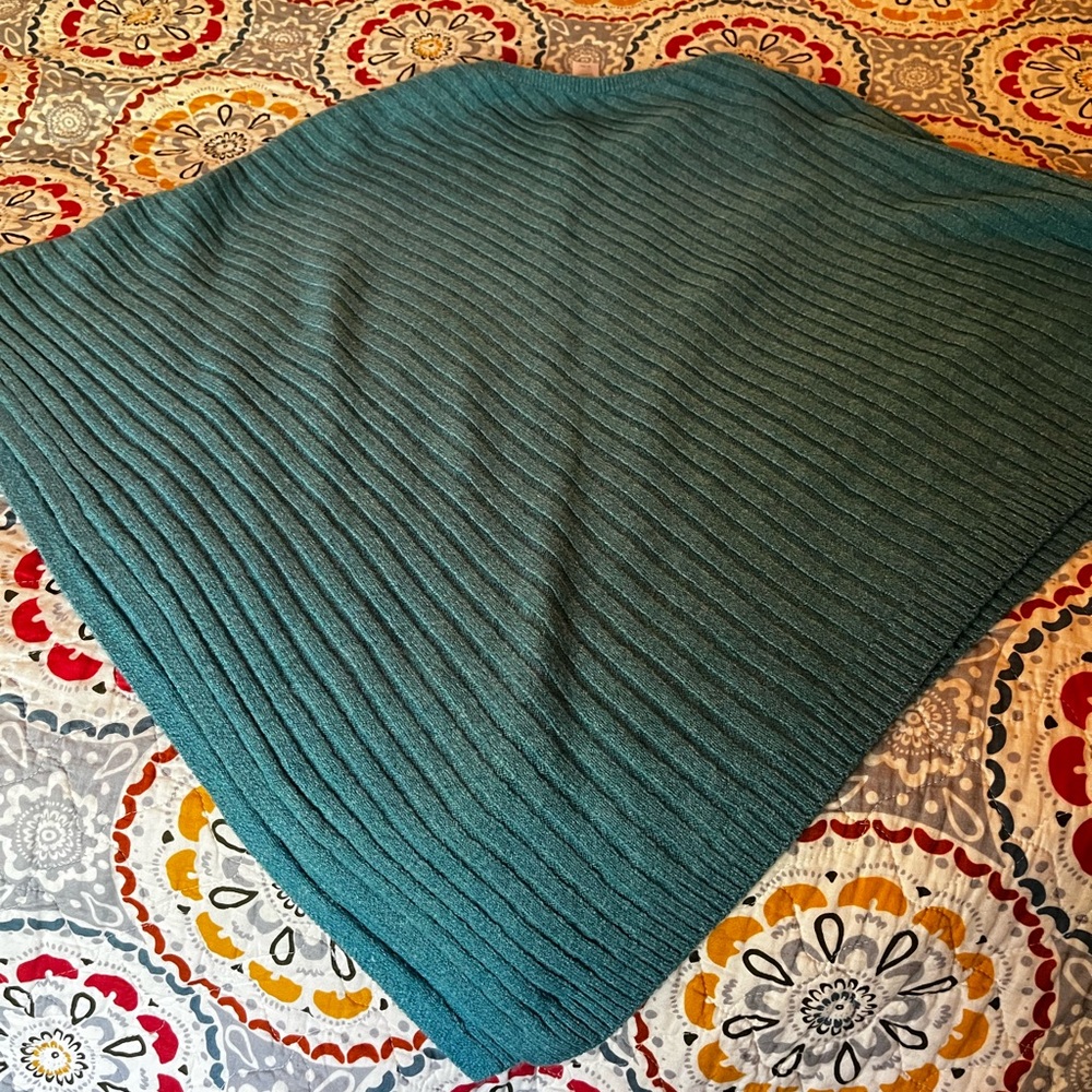 Teal Ribbed Knit poncho jjill